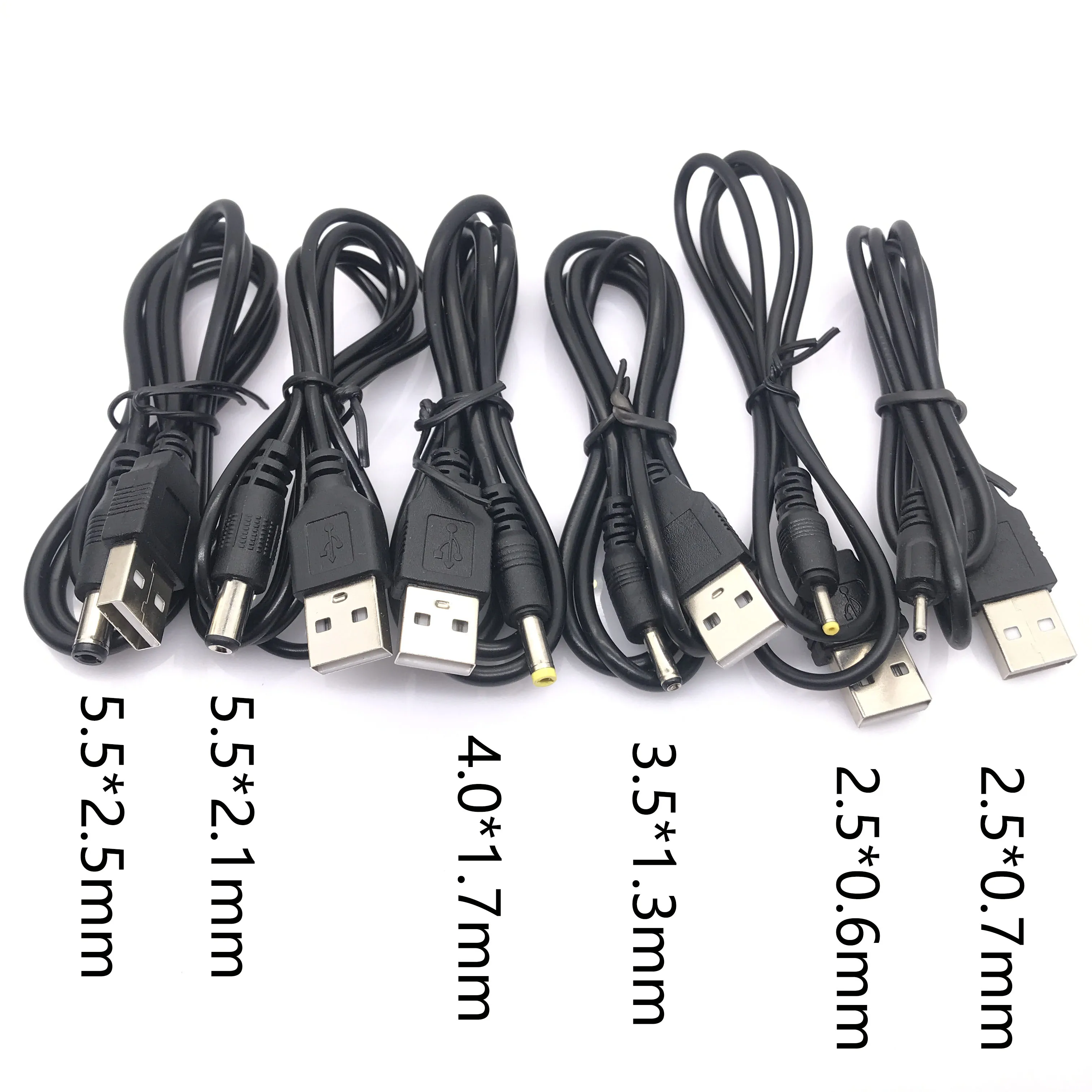 

USB A Male To DC 2.0 0.6 2.5 3.5 1.35 4.0 1.7 5.5 2.1 5.5 2.5mm Power Supply Plug Jack Type A Extension Cable Connector Cords