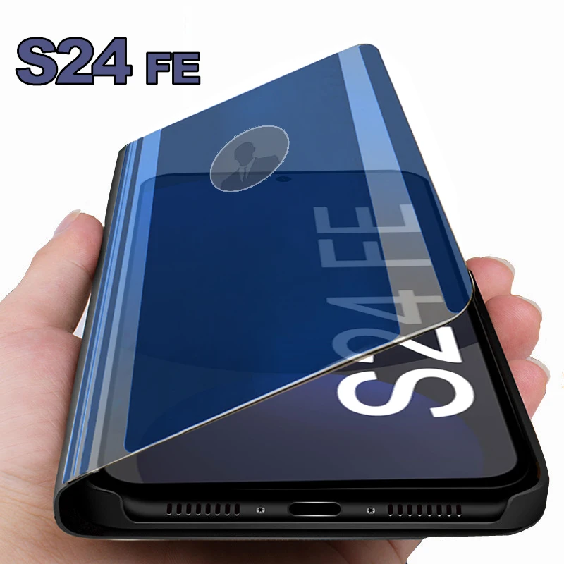 Умное зеркало магнитный флип-кожаный чехол для Samsung Galaxy S24 FE S 24 Smsung S24FE 5G 2024