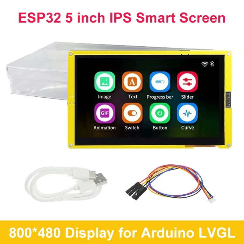 ESP32 5-дюймовый IPS смарт-экран для Arduino LVGL макетная плата HMI 8M PSRAM 16M Flash 800x480 RGB