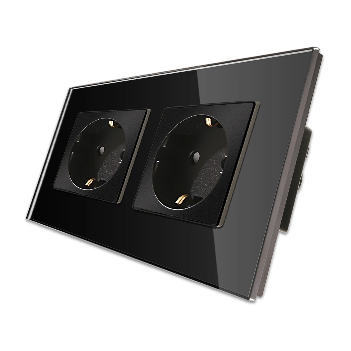 

Bingoelec Double Wall Socket European Standard 157mm 16A 110V-250V Wall Plugs Crystal Glass Panel Electrical Home Improvement