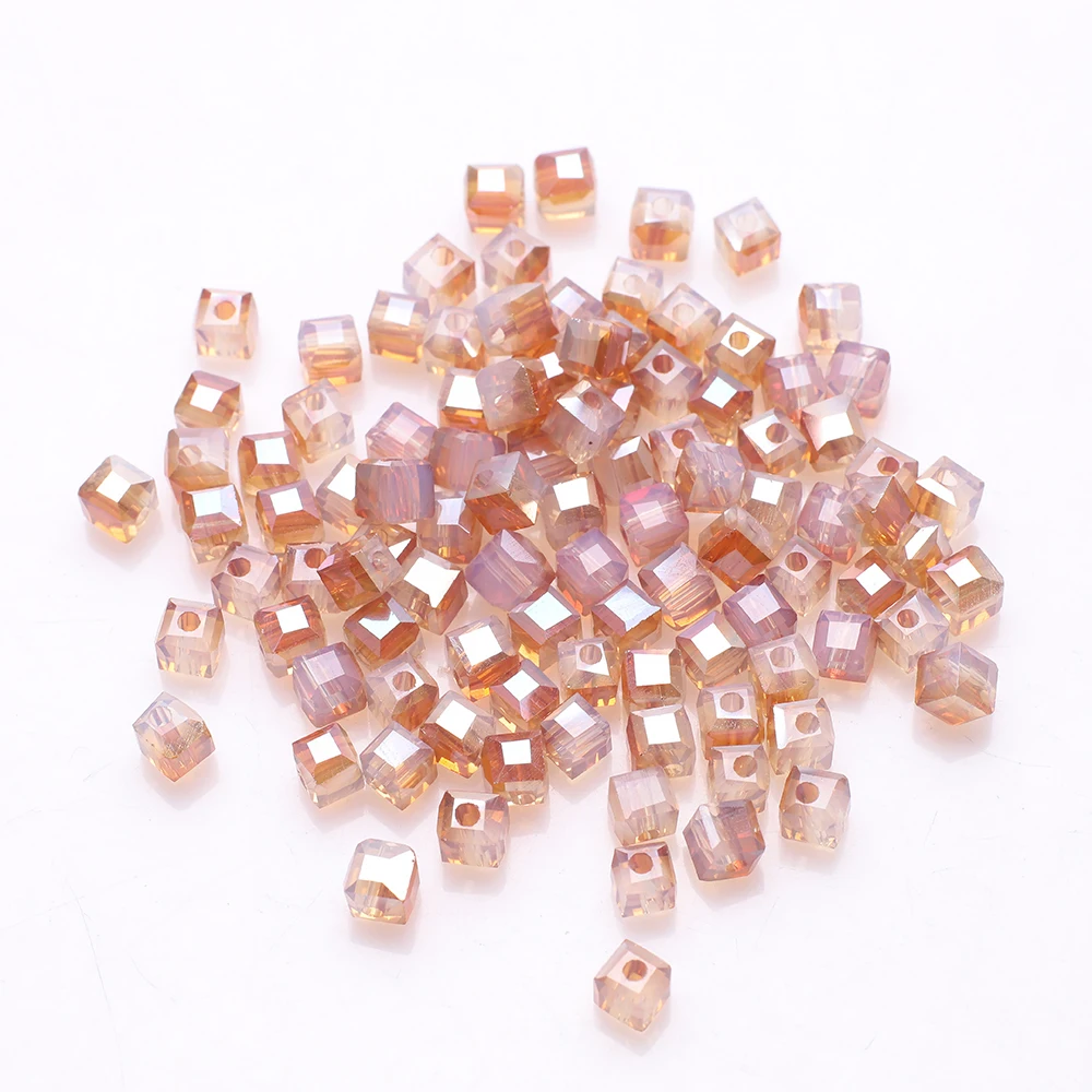 95 шт./лот 4 мм AB чешское стекло квадратный граненый кристалл куб свободные бусины