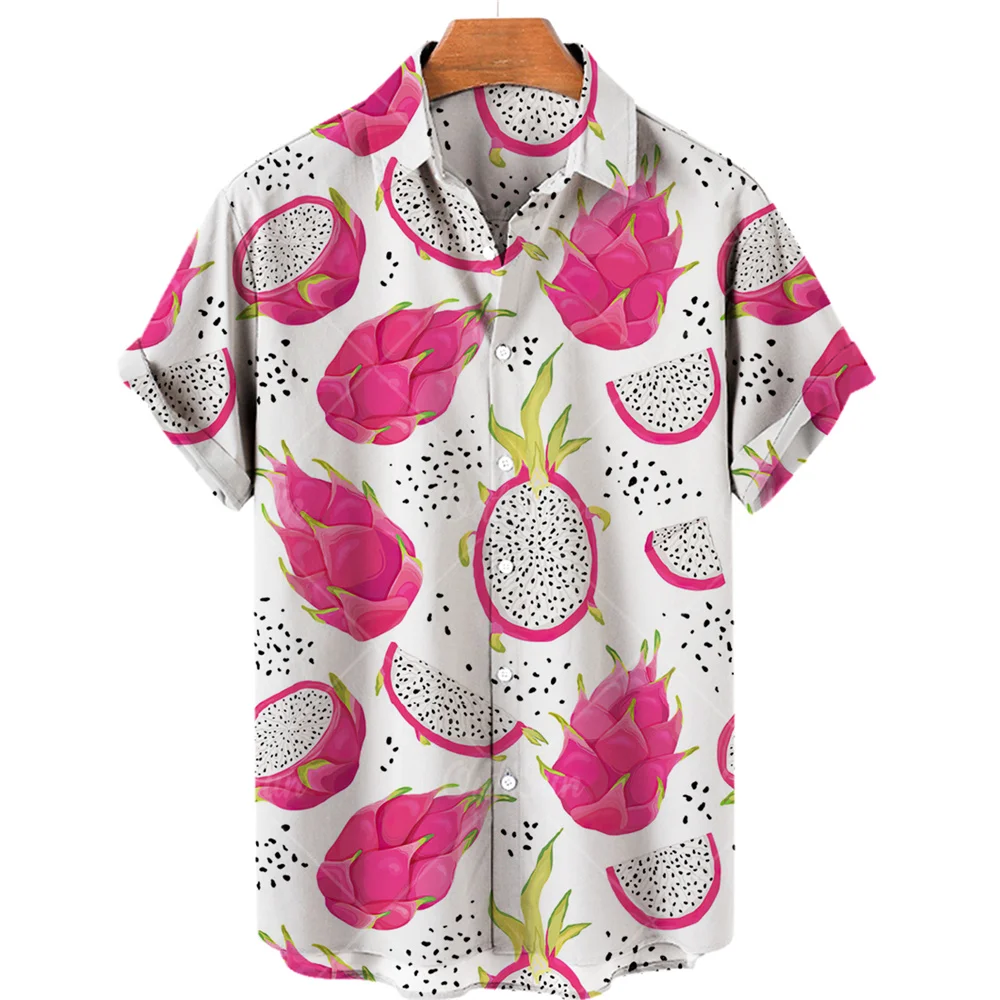 

Summer Fashion Men's Hawaiian Shirt Short Sleeve Button Lapel Leaf Print Casual Beach Shirt