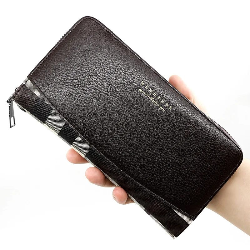 

Кошелек мужской деловой средней длины на молнии с надписью