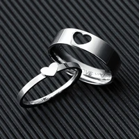 cute heart rings heart hollow shape 316l stainless steel couple rings kawaii trendy for men women friends jewelry best gift