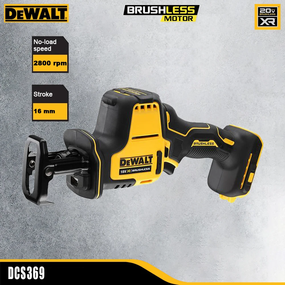 DeWALT DCS369 Wireless Reciprocating Saw Rechargeable 20v 2800rpm Stroke 16mm Brushless for Cutting Universal 18v & 60v Battery