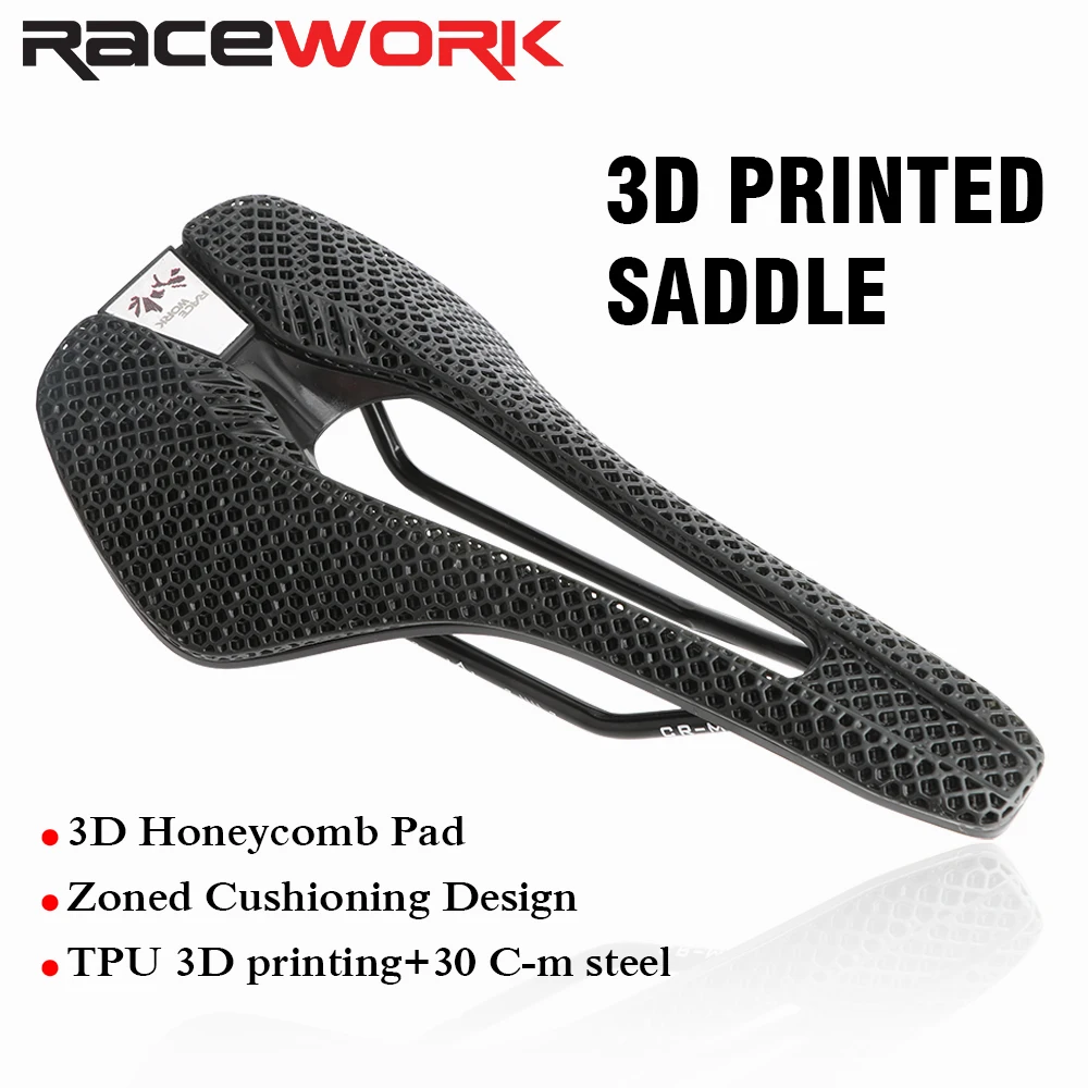 

RACEWORK 3D Printed Saddle Liquid Resins Ultralight Hollow Comfortable Breathable MTB Mountain Road Bicycle Cycling Seat