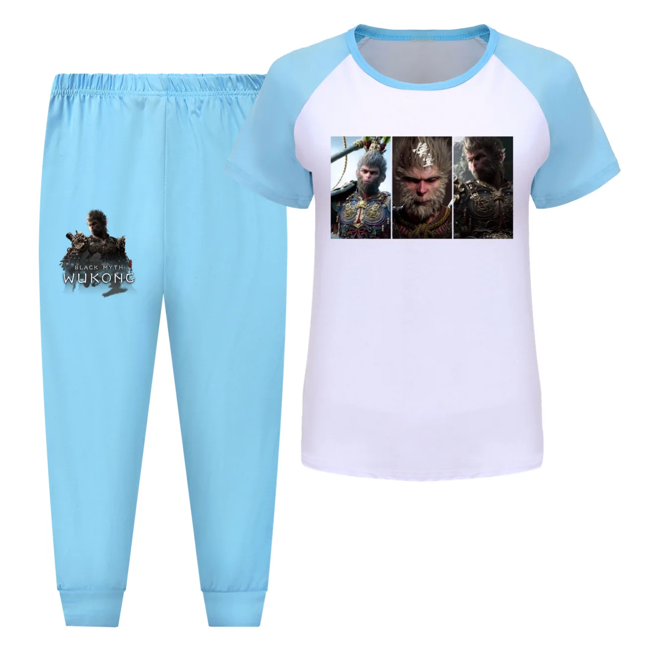 Детский пижамный комплект мультяшный черный миф по игре Wukong повседневная одежда