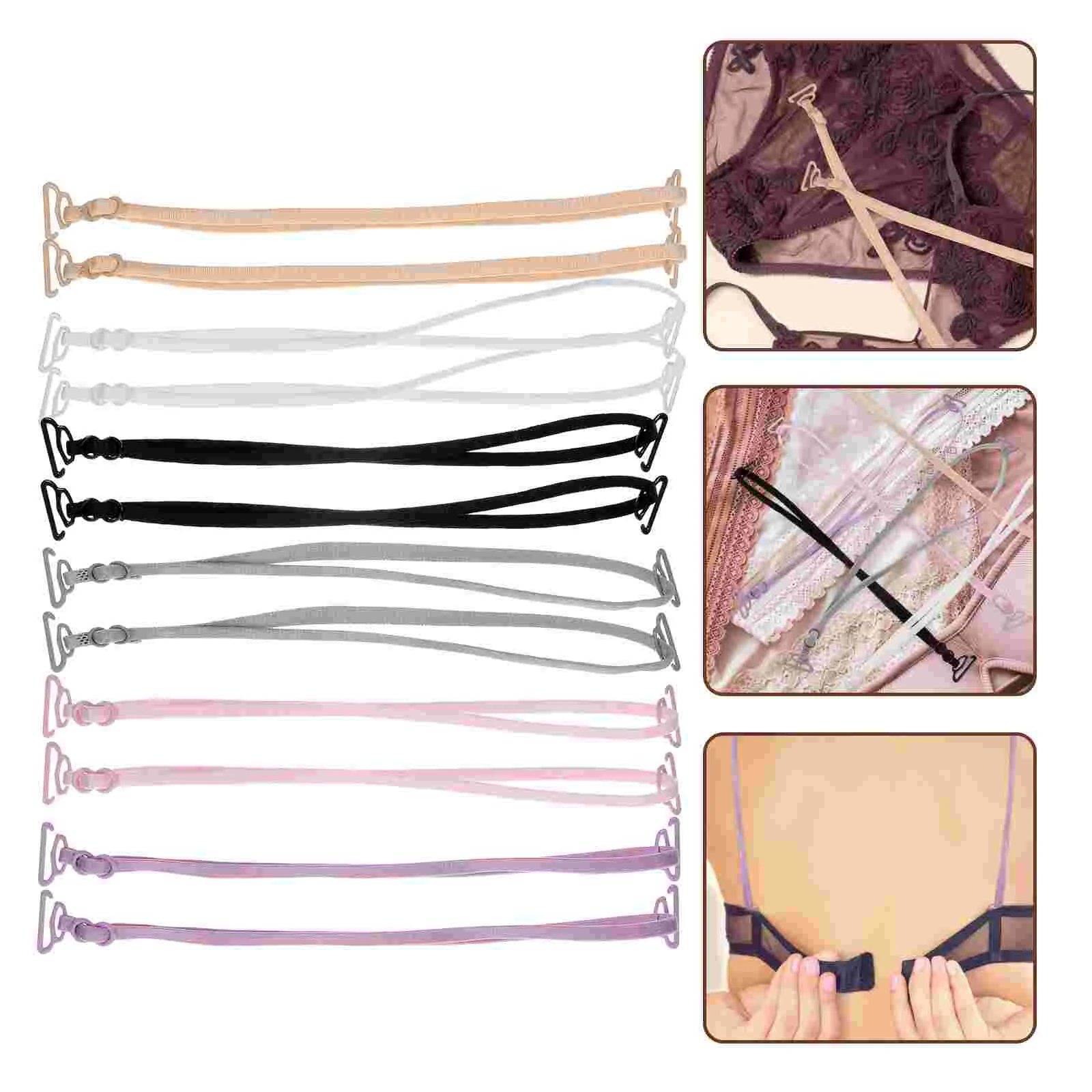 

6 Pairs Adjustable Strap Invisible Straps Nonslip Elastic Dress Holders Nylon Replacement Extender Miss