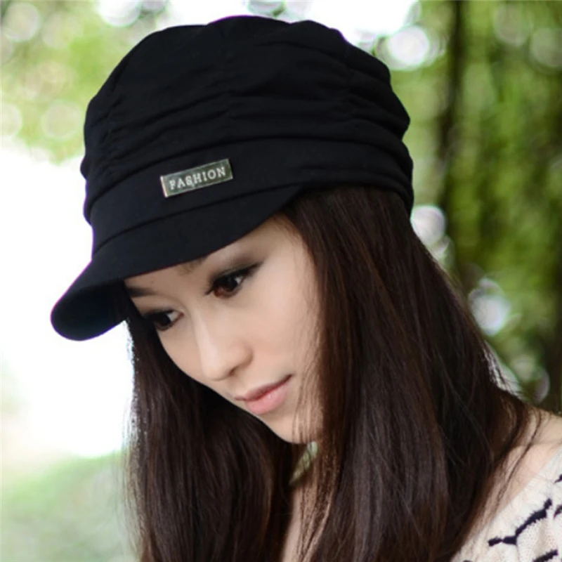 

Autumn Winter Korean Women Knited Hat Pleated Newsboy Cap Warm Outdoors Visor Skull Cotton Casual Female Newsboy Caps Winter Hat