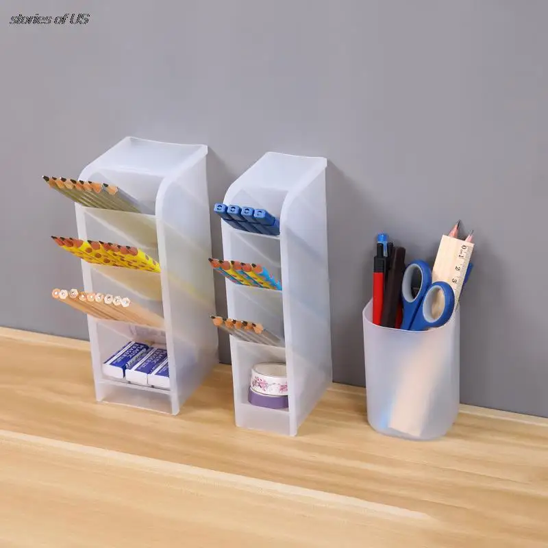 

Hot Office Study Cosmetic Sundries Organizer Slant Insert Matte Storage Pen Holder