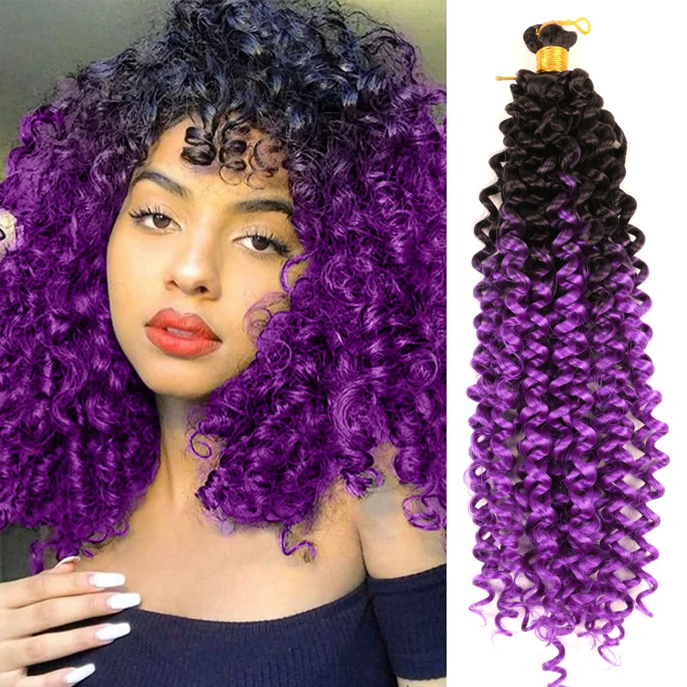 

Long Water Wave Bulk Hair Bundles 14 Inch Ombre Synthetic Spring Crochet Braids Black Blonde Pink Purple Twist Crochet Hair