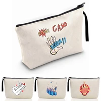2022 cosmetic makeup bag mobile phone pouch wallet storage package funny gesture pattern organizer coin purse travel pencil case
