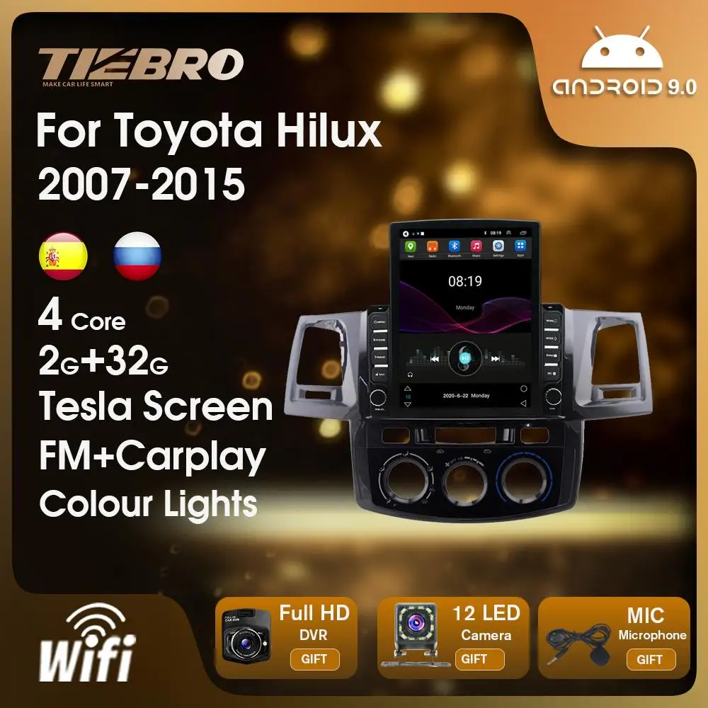 

Автомагнитола NAVICAR Tesla для Toyota Fortuner Hilux 2007-2015, автомобильный мультимедийный стереоплеер, Авторадио с GPS-навигацией, Carplay