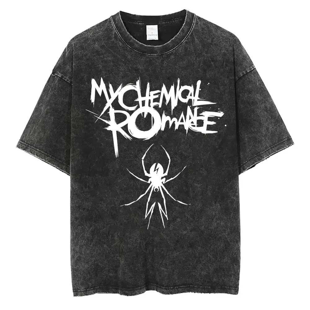 Фото Випраная винтажная футболка My Chemical Romance The Black Parade Album с графическим рисунком для мужчин и женщин, большие футболки в стиле панк, эмо-рок, уличная одежда №5