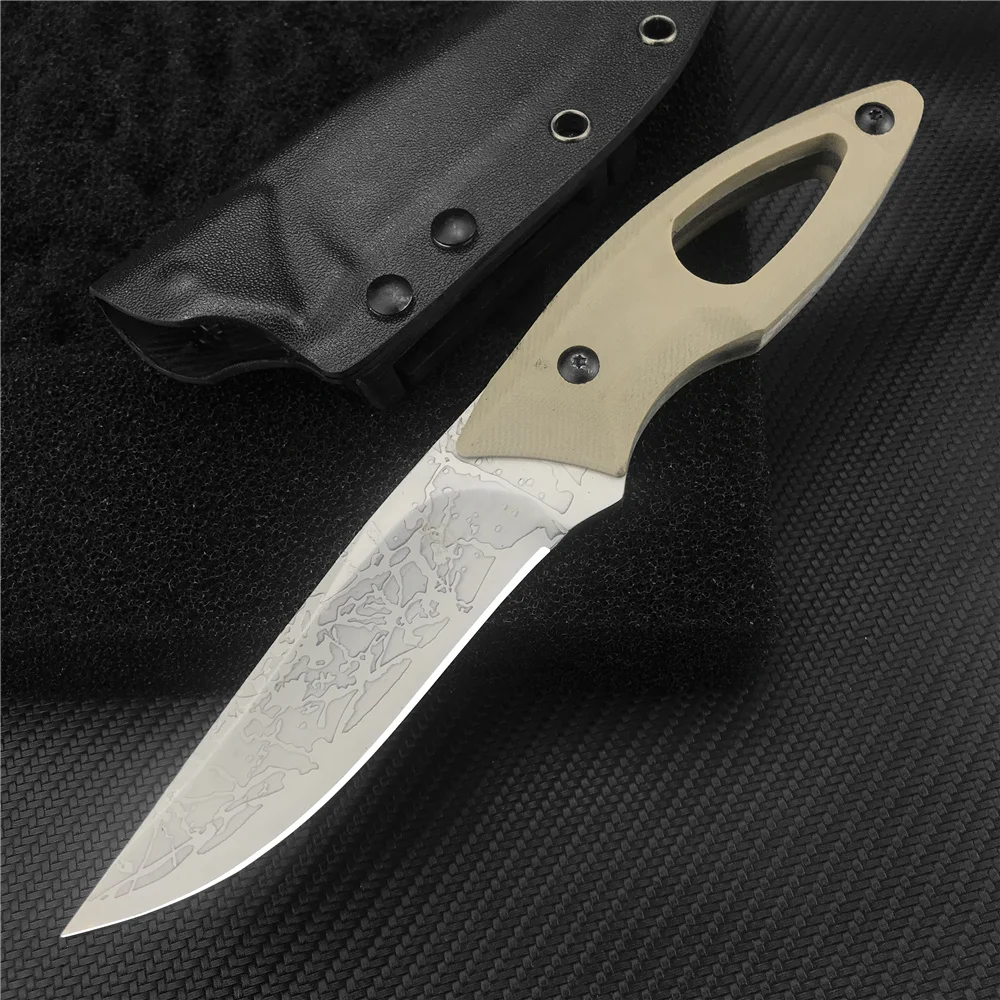 

New Kiku Matsuda Khaki G10 Hollow Handle Tactical Fixed Blade Knife Acidetched Finished Blade Outdoor Hand Tool Survival Knives