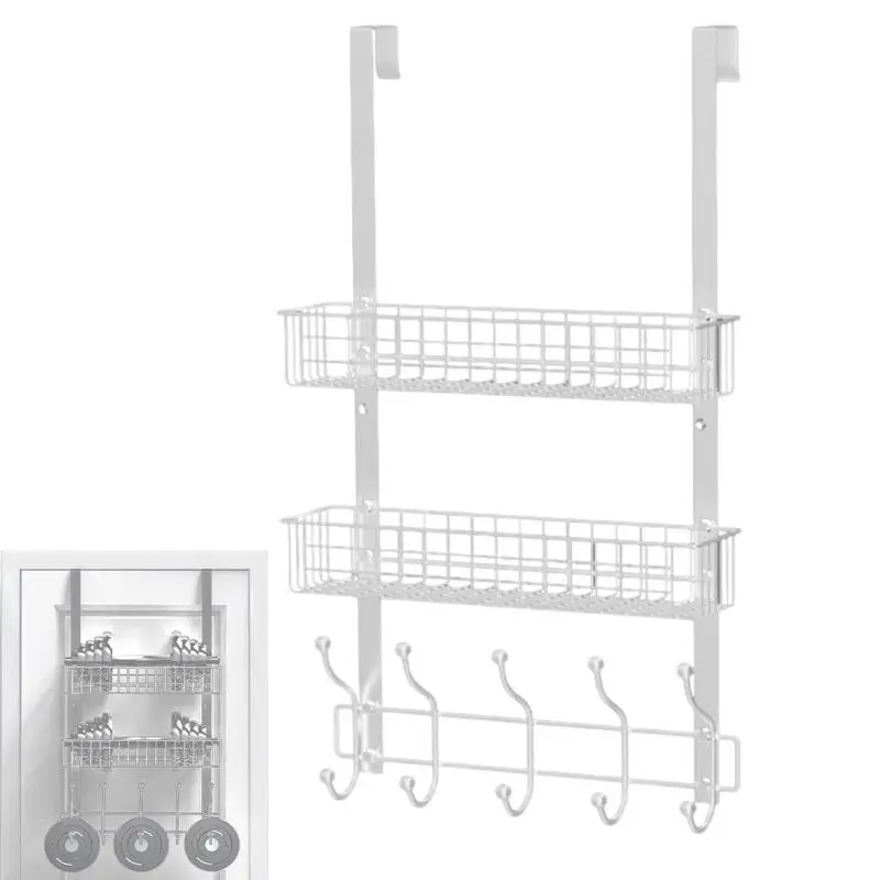 

Over The Door Organizer No Drilling Door Rack With Multi Hooks Sturdy Iron Organizer With Strong Weight Bearing For Kitchen