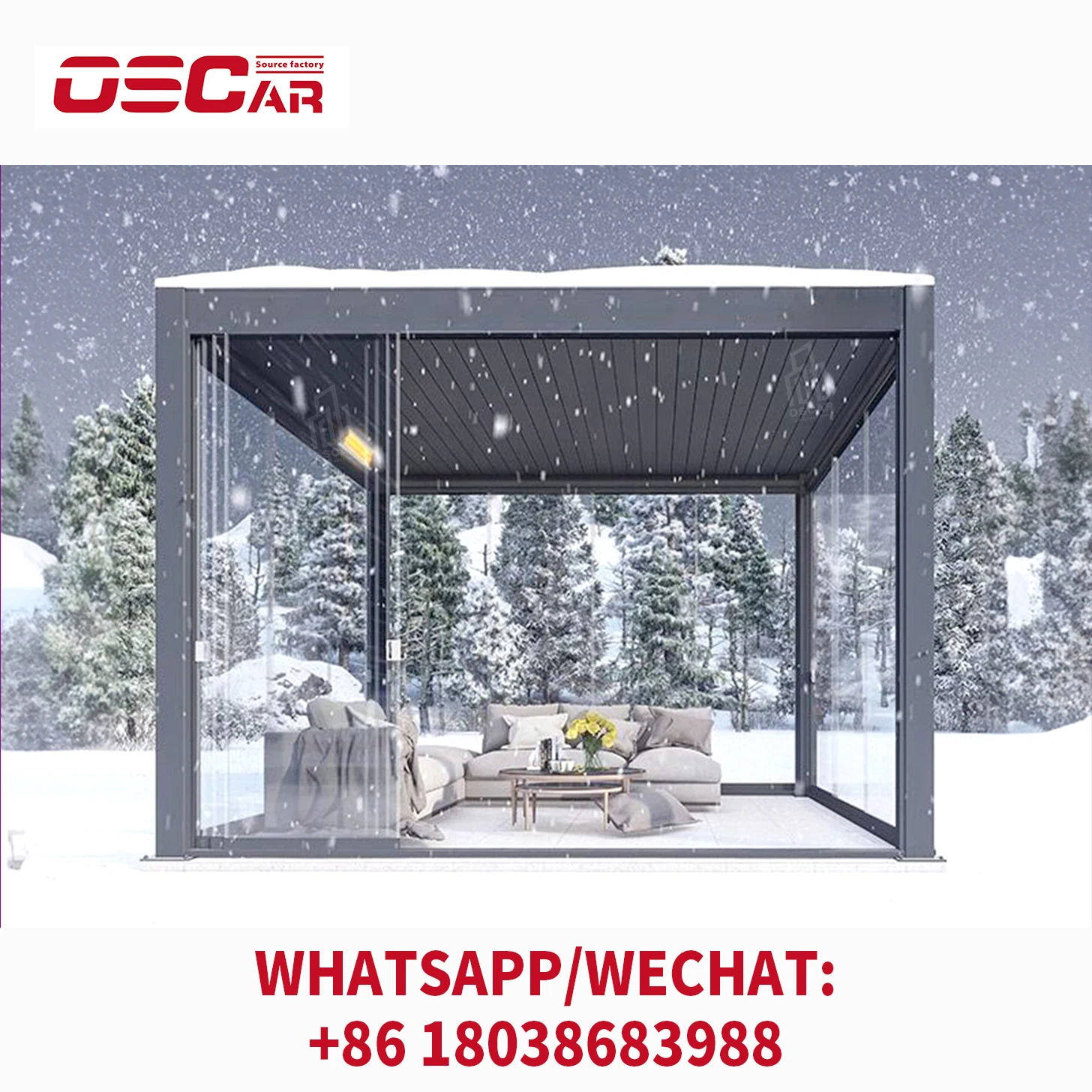 Пергола Bioclimatica Моторизованная альтанка Открытая водонепроницаемая беседка 3X4