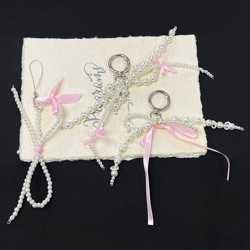 Корейский Стиль Y2K Женский Милый Бант Подвеска С Жемчужной Цепочкой Аксессуар