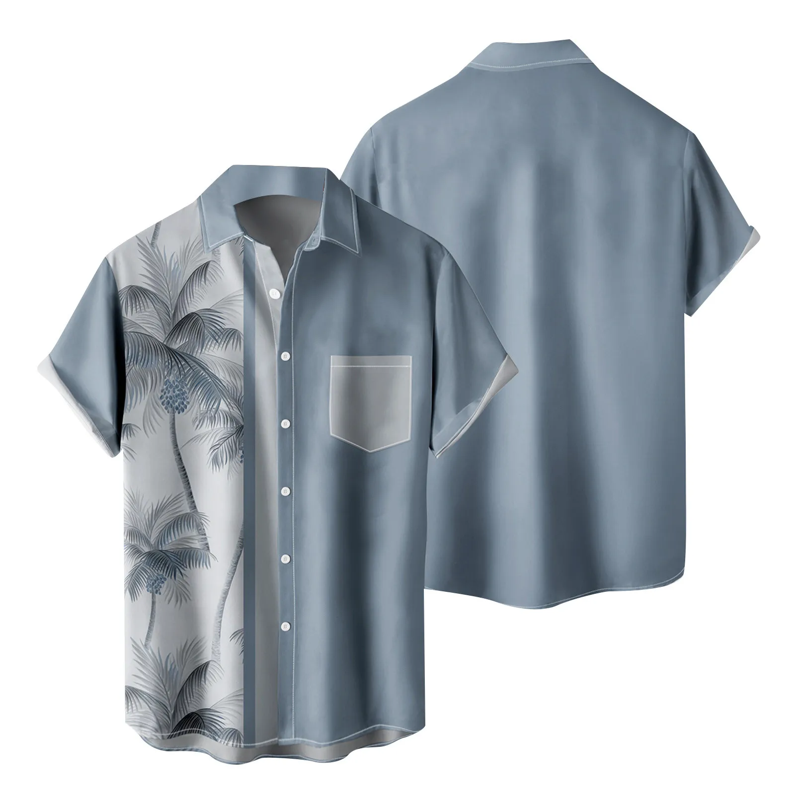 

Mens Fashion And Leisure 3D Digital Printing Buckle Lapel Short Sleeve Shirt Men Workout Shirts Dry Fit Extra Long Sleeves Men