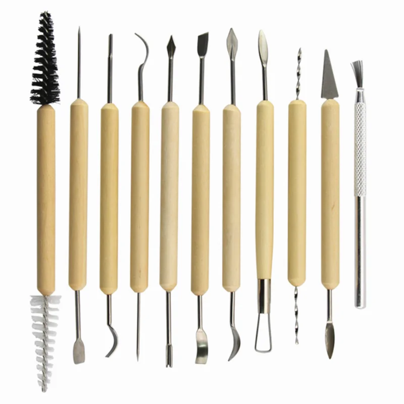 11pcs Polymer Shapers Modeling Carved Tool Perfect Clay Sculpting Kit Sculpt Smoothing Wax Carving Pottery Ceramic Tools