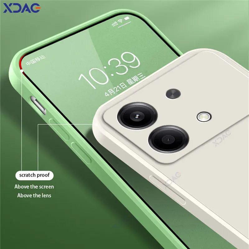 Роскошный квадратный жидкий силиконовый чехол для Xiaomi Redmi Note 13R Pro 5G 360 мягкие