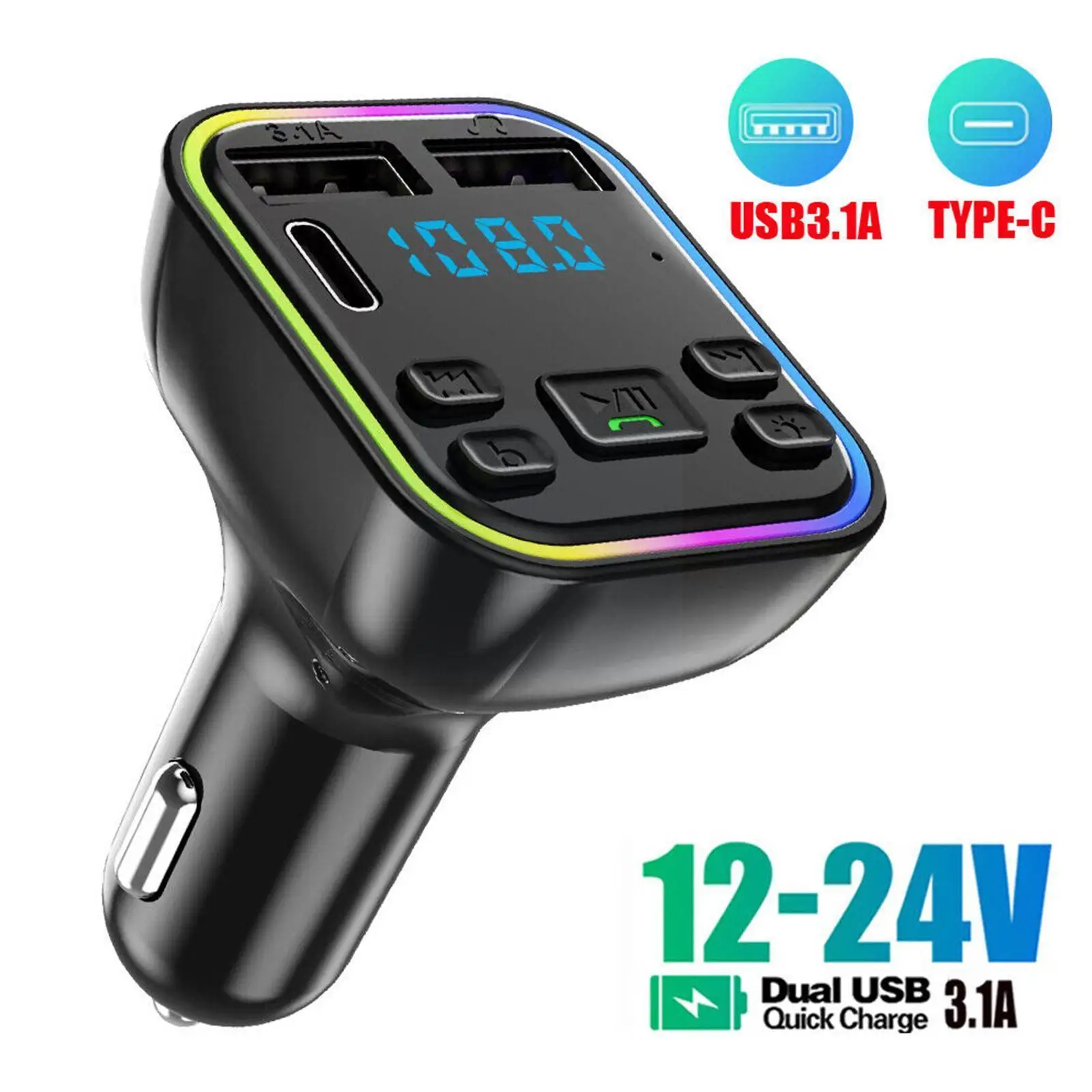 

Автомобильный FM-передатчик Bluetooth 5,0 PD Type-C, с двумя USB-портами