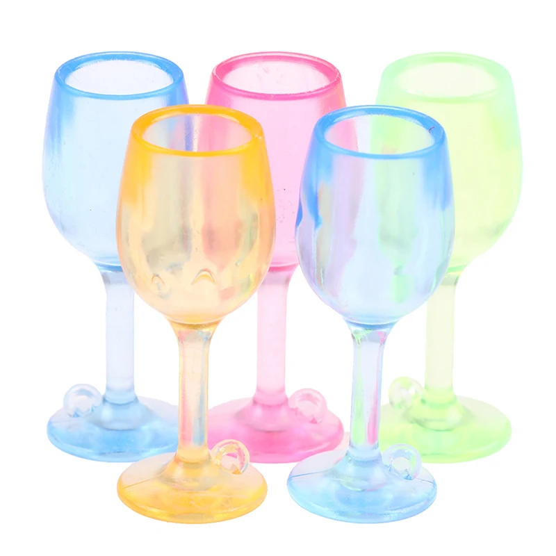 

5Pcs 1:12 Doll Houses Colorful Wine Glass Cup Goblet Bar Drinking Miniature