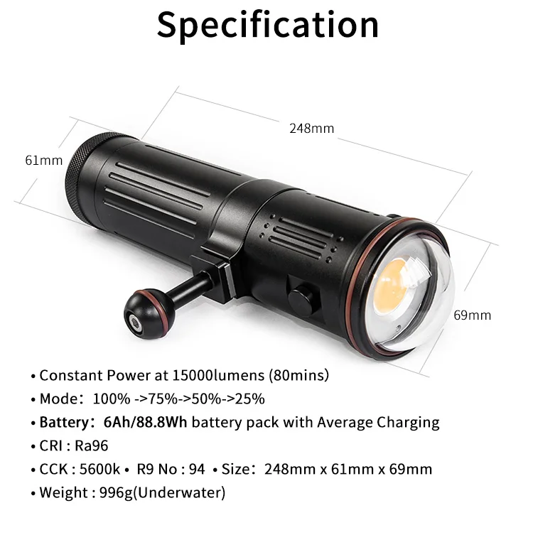 Рисунок 2 - Supe Scubalamp V7k Pro 15000 люмен