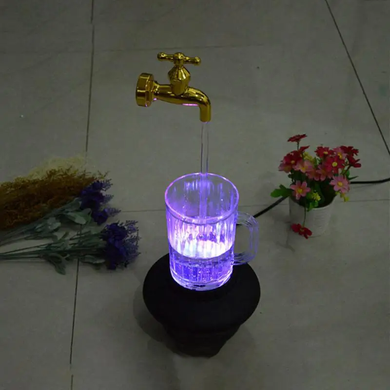 

Colorine Faucet Cup Desktop Fountain Home Office Decoration Invisible Flowing Spout Watering Floating Tap DIY Yard Art Decor New