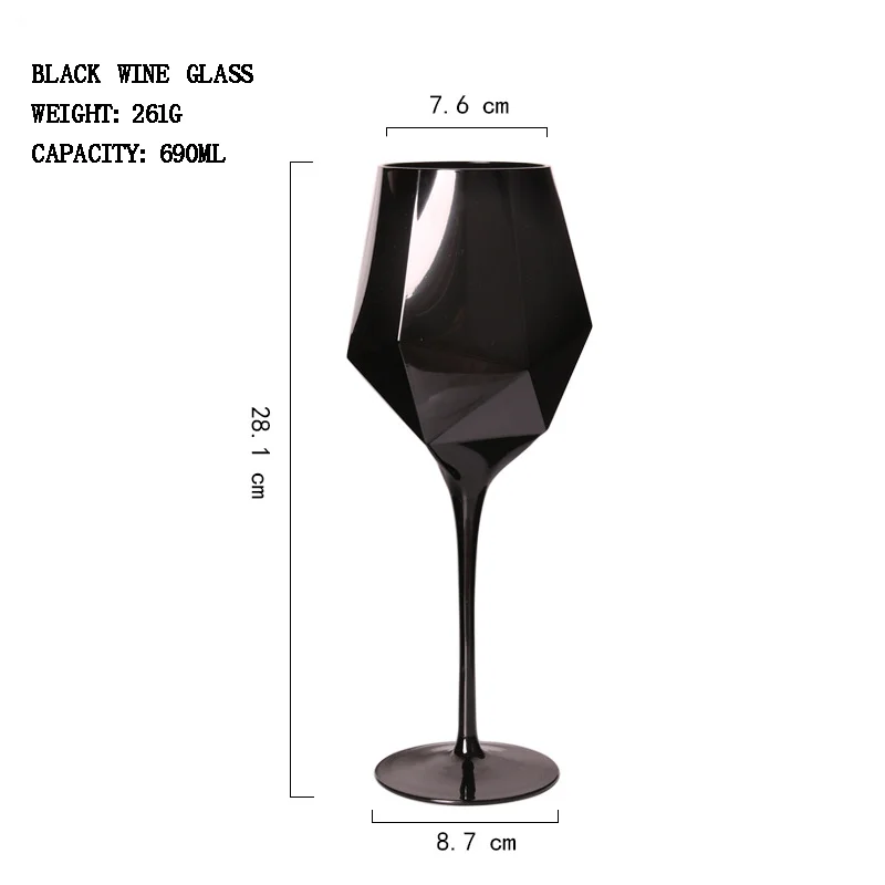 Pure Black Crystal Golden Edge Red Wine Glass Goblet Light Luxury Simple Model Room Special Champagne Glasses Kitchen Utensils images - 6