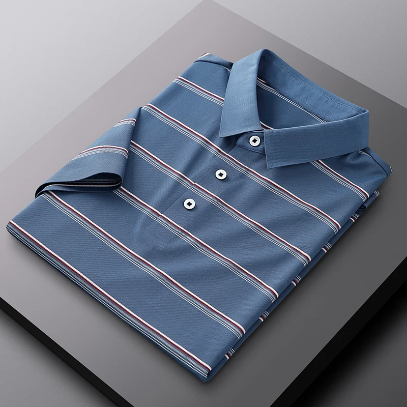 

Business Male Polo Shirt Luxury Tops Designer Short Sleeve Logo Tshirts High-quality 2022 Top Grade Men's Clothing Soft Striped