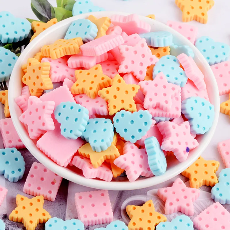 

10pcs Kawaii Diy Resin Mini Heart Cookies Series Scrapbooking Charm Flatback Embellishment Miniature Accessories Planar Cabochon