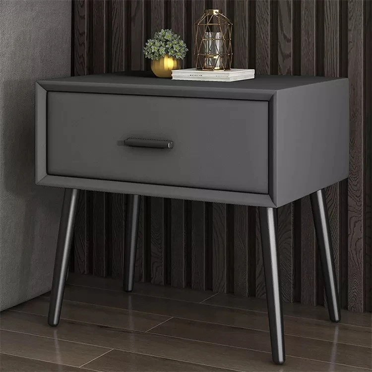 

Wholesale Nightstands Nordic Solid Wood Microfiber Leather Storage Drawer Luxury Bedside Bed End Table Cabinet Simple Bedroom
