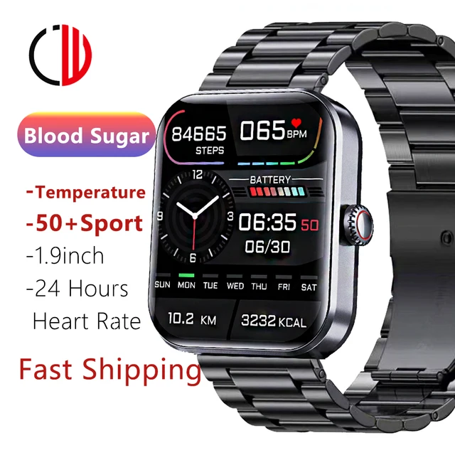ZZYSMART 2023 New Smart Watch Blood Glucose 1.9 Inch 50+ Sport Smartwatch Men Women 24 Hours Heart Rate Fitness Tracker Android 1