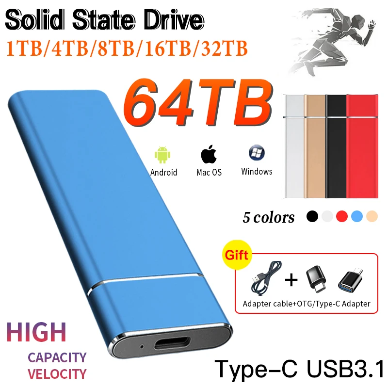 

USB3.1 External Storage SSD 1TB Mobile Solid State Drive 2TB 500GB Portable Hard Disk HDD For PC Mac Laptop