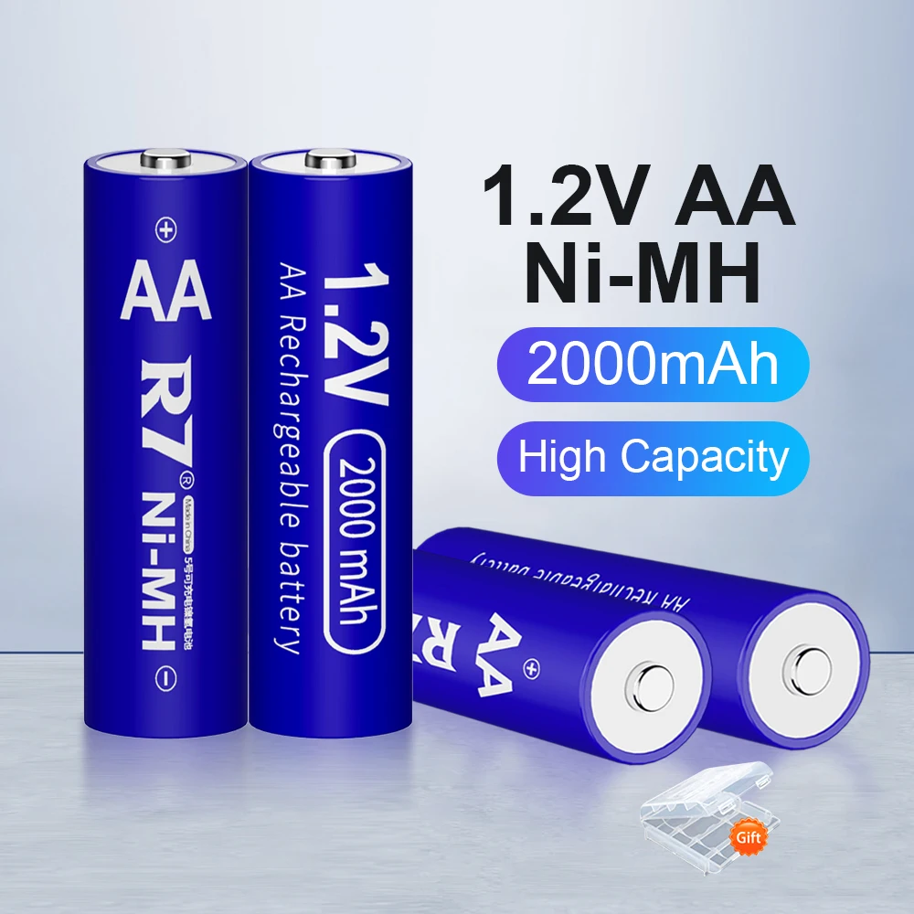 

R7 1.2V AA Rechargeable Battery Ni-MH aa 1.2V batteries AA 2000mAh and LCD charger for Camera Toy Car