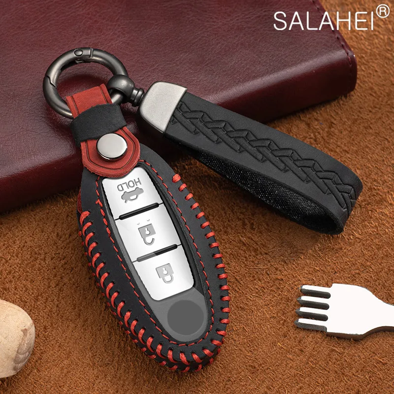 

Leather Car Key Case Cover Protection Skin Shell For Nissan Qashqai J10 J11 X-Trail T31 T32 F15 Juke Tiida Murano Auto Interior