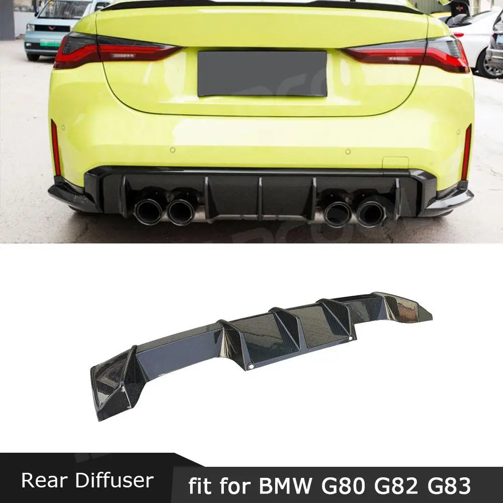 

Dry Carbon Fiber Rear Diffuser Bumper Lip Covers For BMW 3 4 Series G80 G82 G83 M3 M4 2021 UP E Style 2 Holes