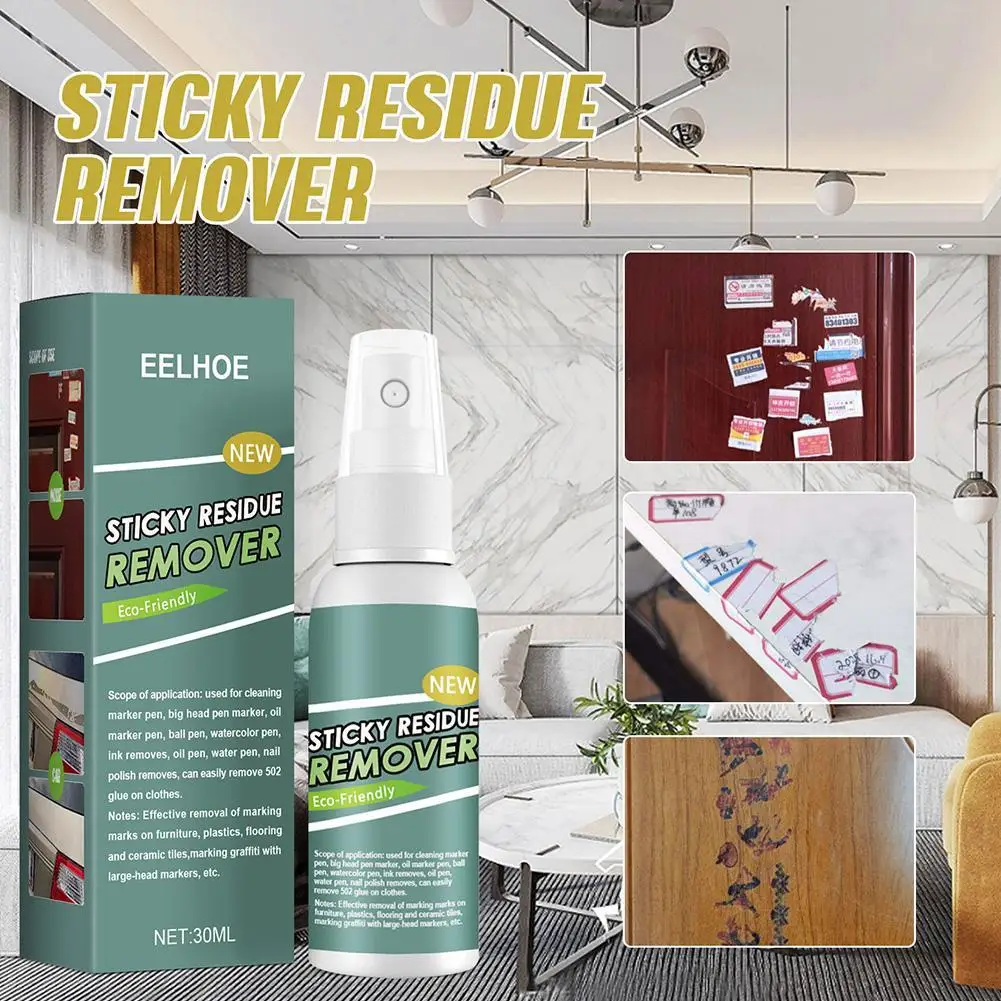 

30ml Sticky Residue Remover Spray Sticker Remover All-Purpose Cleaner Car Glass Label Home Cleaner Removes Chewing Gum