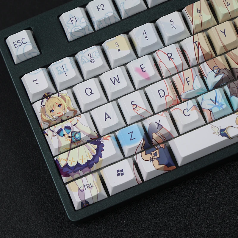 Игровая механическая клавиатура Genshin Impact Barbara 108 Key PBT DYE Sublimation Cherry Profile MX Cross Axis Switch