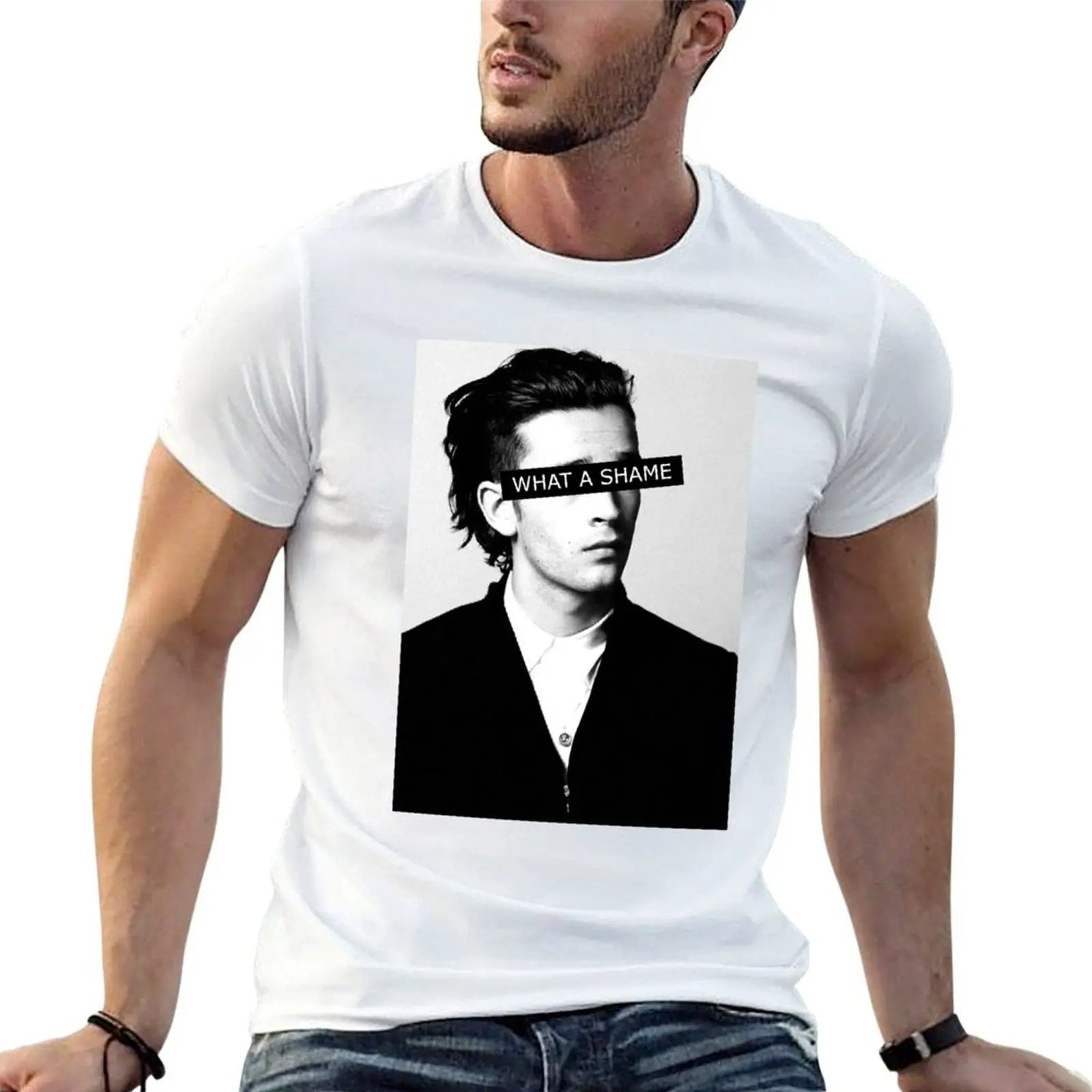 Фото WHAT A SHAME - Matty Healy of The 1975 T-Shirt man t shirt heavy cotton t shirt for man man tshirt T-shirt №1