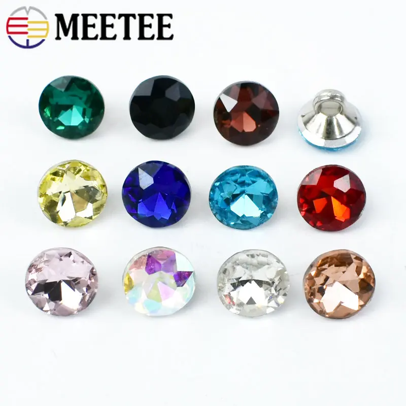 

10/20/50Pcs 9mm Gliter Glass Diamond Buttons Rhinestone Shirt Shank Buckle DIY Clothing Sweater Collar Decor Sewing Accessories