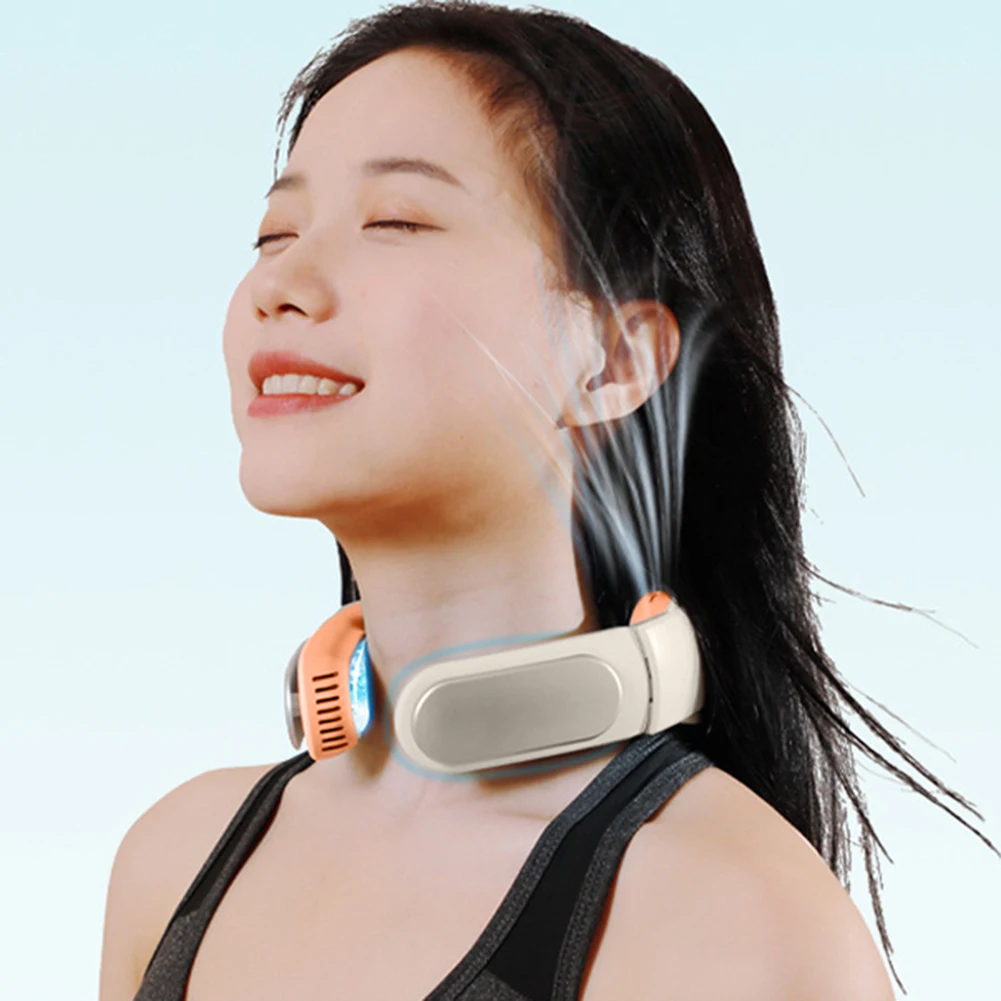 

Portable Mini Bladeless Fan with Color Breathing Light Hanging Neck Leafless USB Rechargeable Mute Home Sports Fans