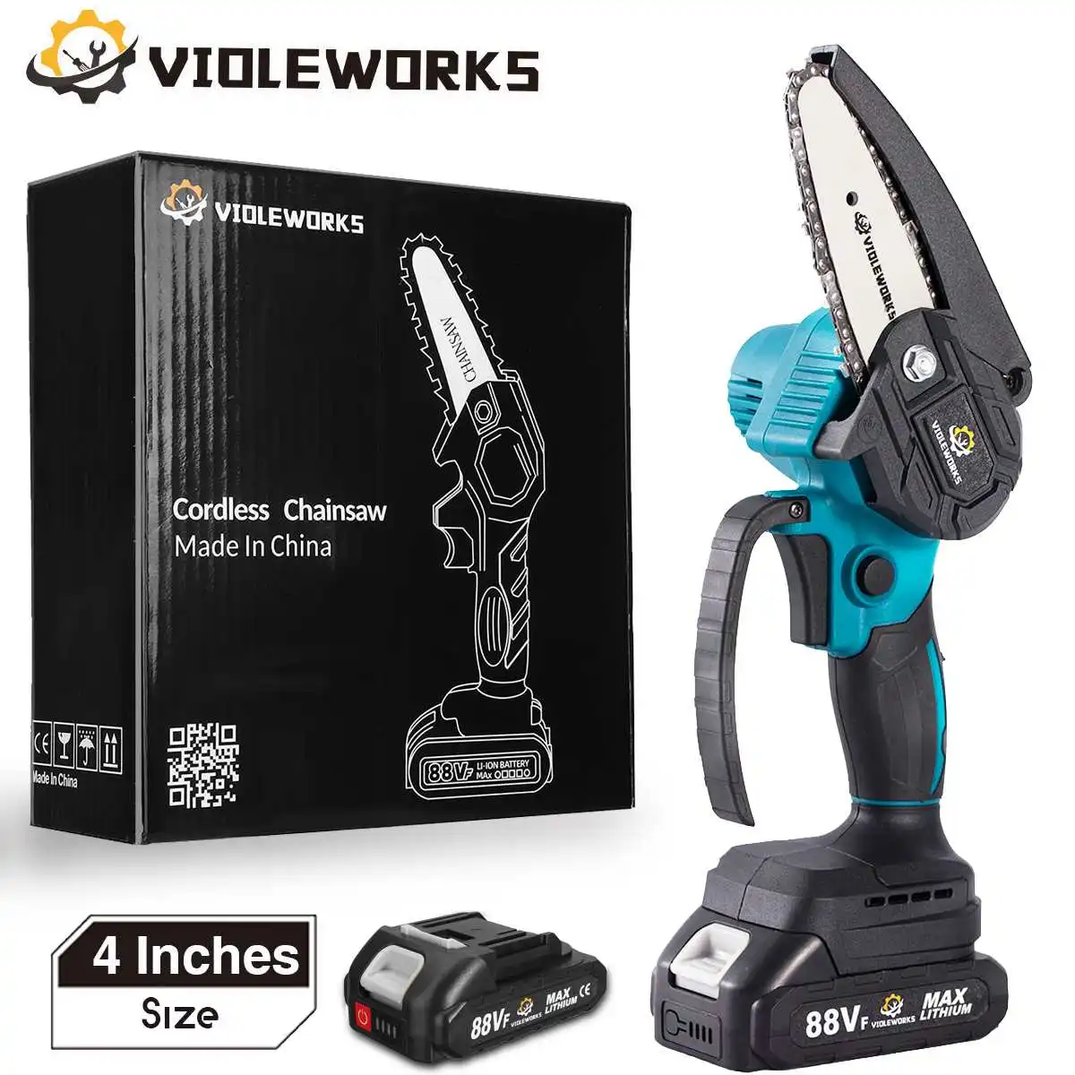 4-дюймовая 1200 Вт миниатюрная Электрическая цепная пила с индикатором батареи, перезаряжаемый деревообрабатывающий инструмент с европейской вилкой для батареи Makita 18 в