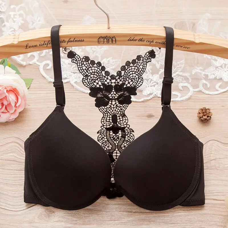 

New Woman Bra Front Closure Racerback Sexy Backless Bra Brassiere Small Breast A B C Cup Push Up Bras for Women 30 32 34 36 38