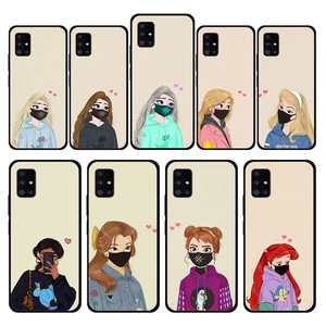 For Samsung Galaxy A72 A02s A21s A32 4G A12 A51 A41 A52 A71 A31 A13 A52s 5G A23 Coque Back Matte Princess wearing the mask