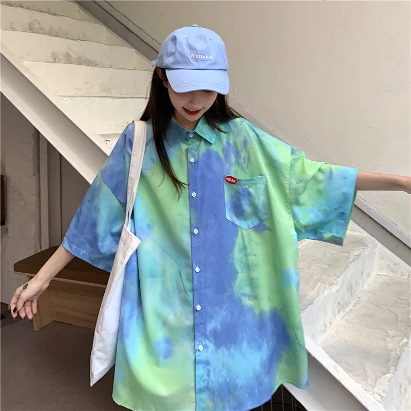 

Summer Short Sleeve Tops Women 2022 Women's Elegant Loose Blouses Women Pocket Elegant Plus Size Print Oversized Shirts SW19