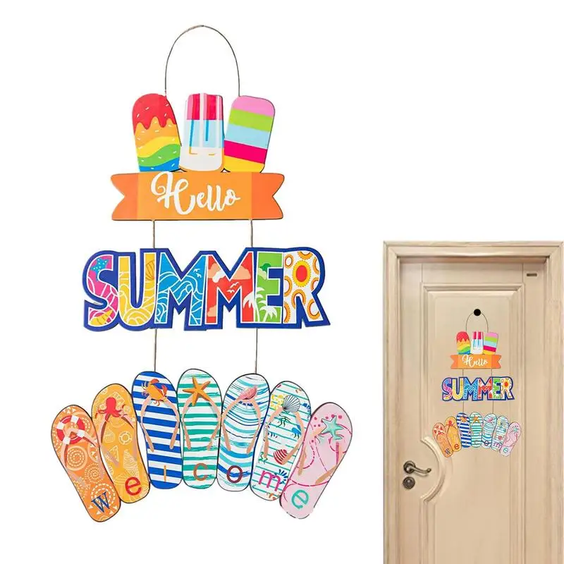 

Летний деревянный летний знак для двери, Настенный декор, гладкая настенная вешалка в пляжном стиле для ресторана, дома, магазина, сада