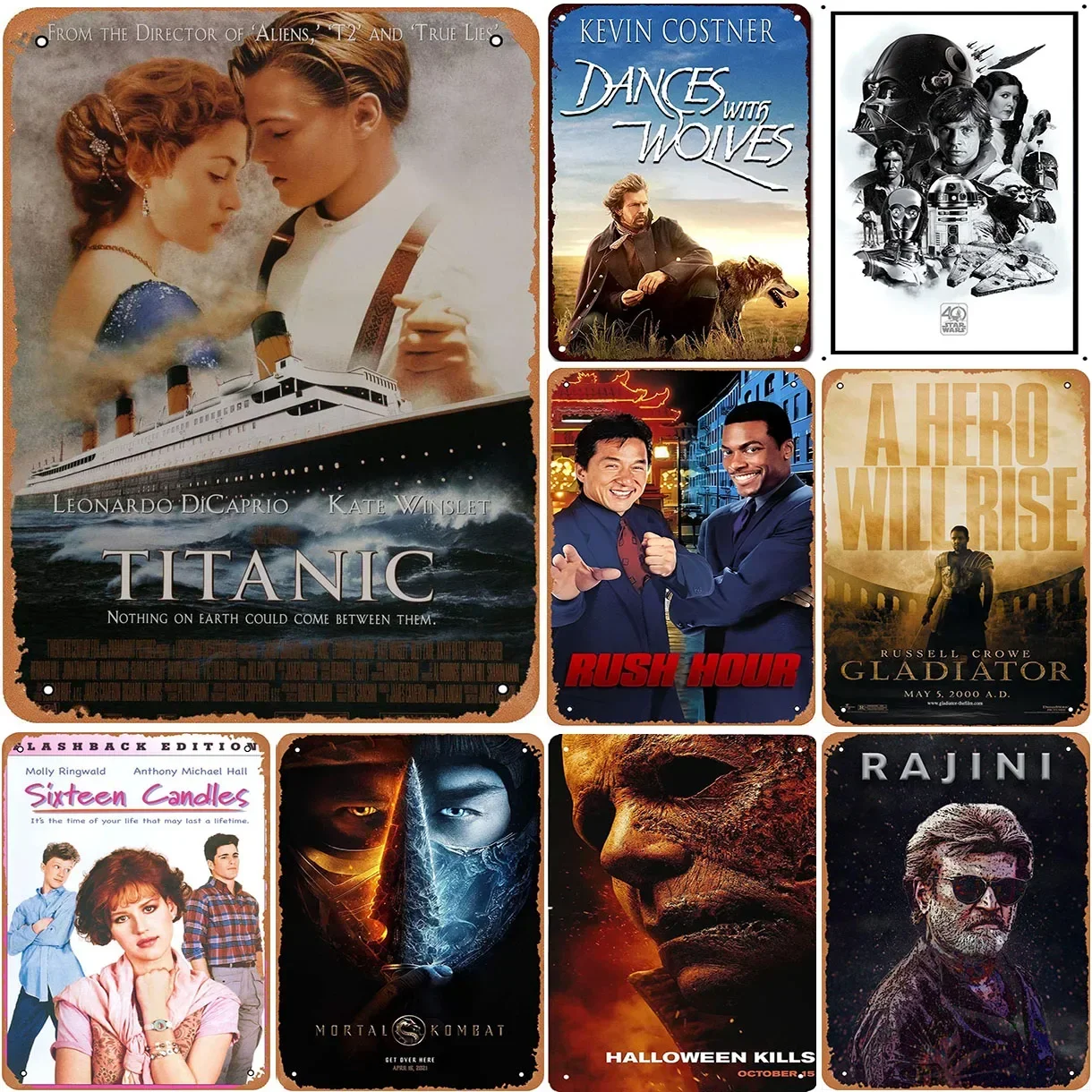 Плакаты в стиле ретро для классических фильмов танцев с волками металлические