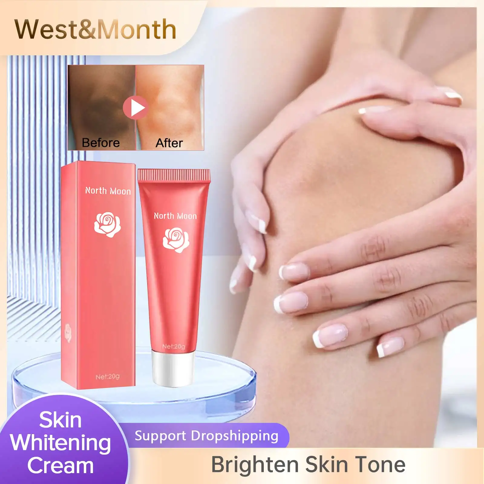 

Whitening Body Cream Brightening Remove Melanin Dark Spots Skin Tone Corrector Underarm Neck Legs Knees Armpit Bleaching Cream